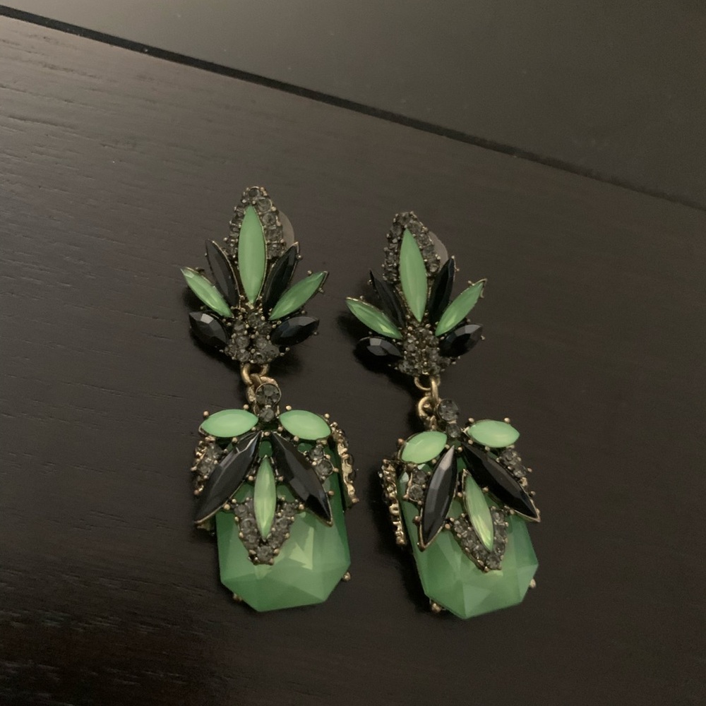 Green hanging earrings